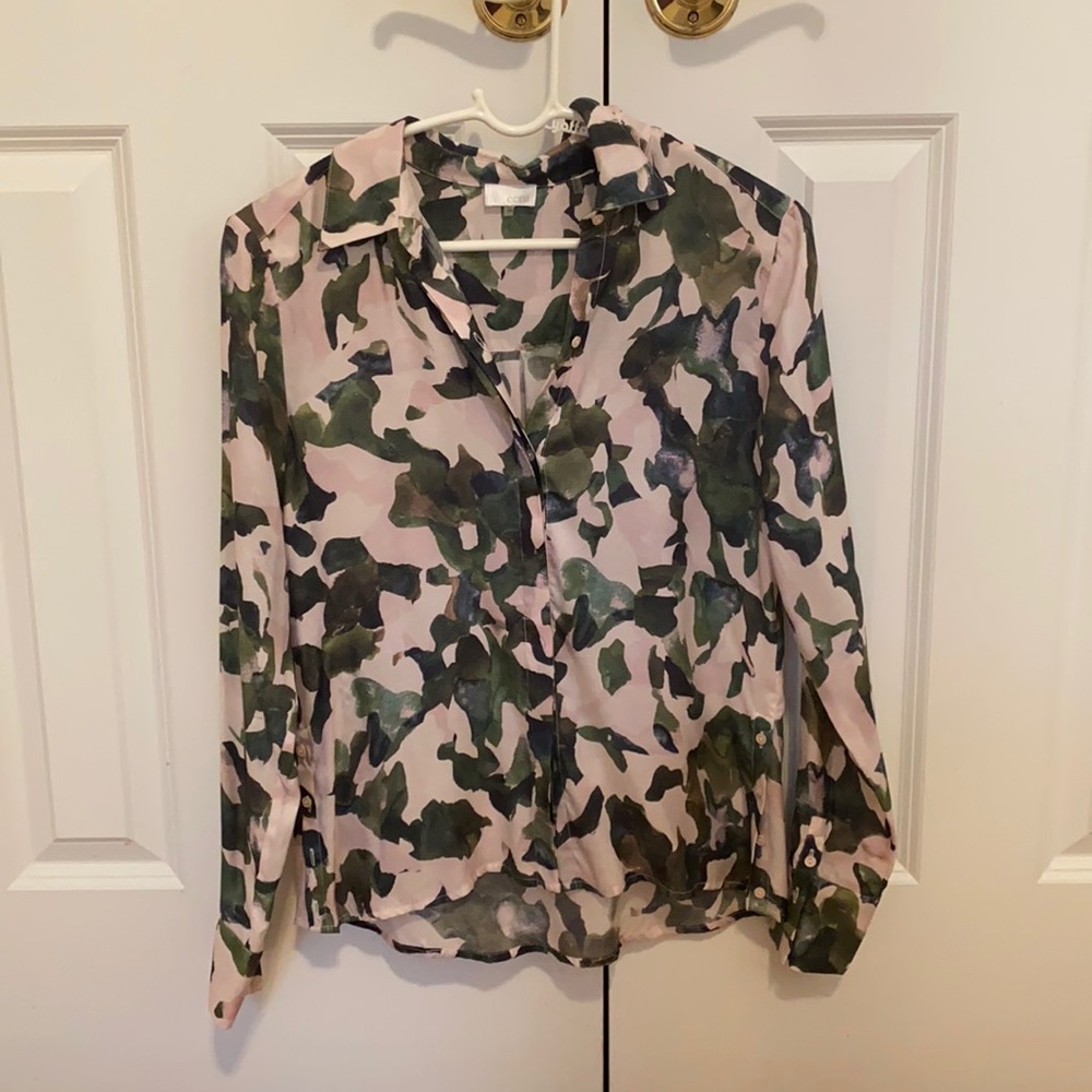 Ecru floral inspired  button down